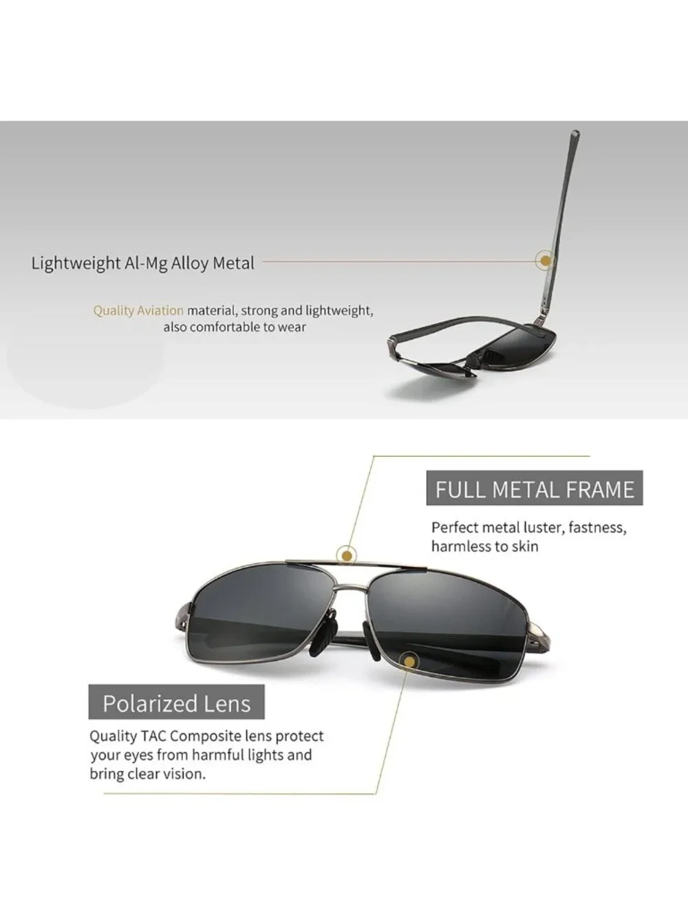 Ultra Lightweight Polarized Sunglasses for Men - UV400 Protection, Stylish